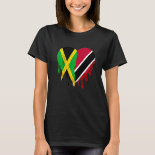 Jamaica Trinidad & Tobago Flag Heart Grown Patriot T-Shirt