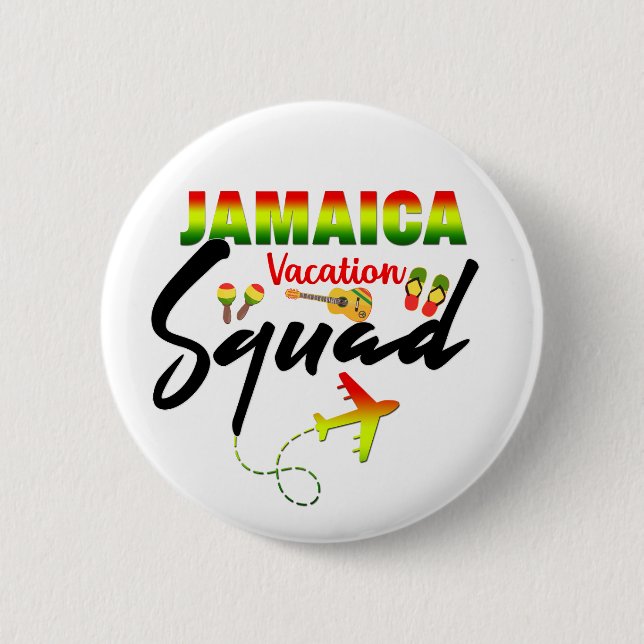 Jamaica Vacation Squad Group Matching Reggae  2 Inch Round Button (Front)