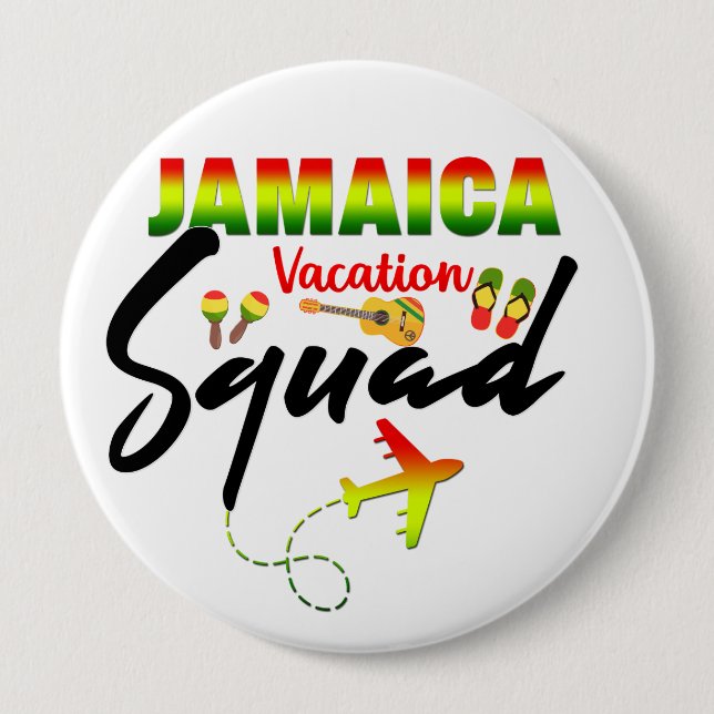Jamaica Vacation Squad Group Matching Reggae   4 Inch Round Button (Front)