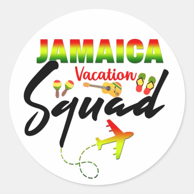 Jamaica Vacation Squad Group Matching Reggae  Classic Round Sticker (Front)