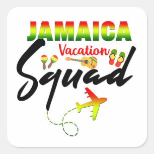 Jamaica Vacation Squad Group Matching Reggae  Square Sticker
