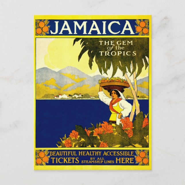 Jamaica, Vintage Travel Poster Holiday Postcard (Front)