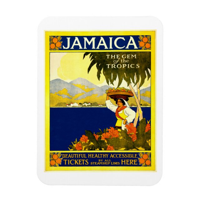 Jamaica Vintage Travel Poster Magnet (Vertical)