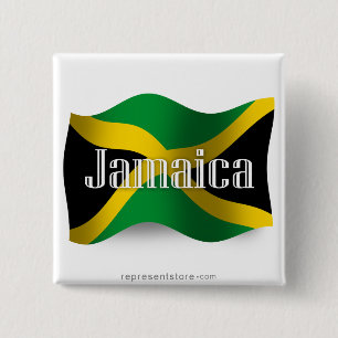 Jamaica Waving Flag 2 Inch Square Button