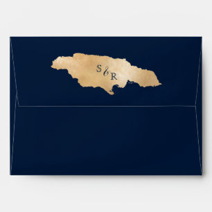 Jamaica Wedding Passport Gold World Map Envelope