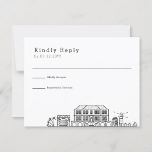 Jamaica Wedding   Stylized Skyline RSVP Card