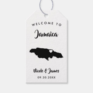 Jamaica Wedding Welcome Bag Tags, Island Map Gift Tags
