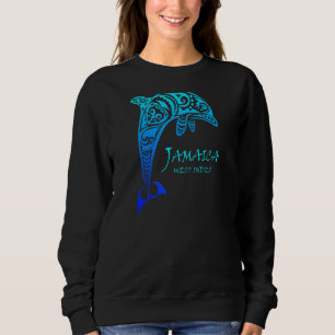 Jamaica West Indies Vintage Retro Tribal Dolphin V Sweatshirt