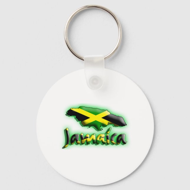 Jamaica with flag title keychain (Front)