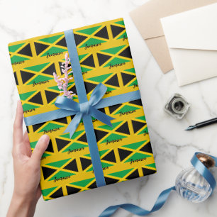 Jamaica Wrapping Paper, Jamaican Flag patriot Gold Wrapping Paper