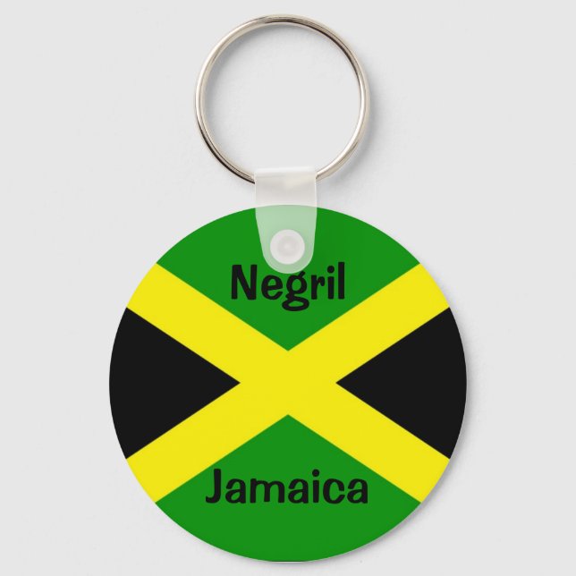 JamaicaFlag, Negril, Jamaica Keychain (Front)