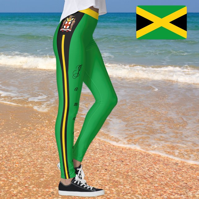 Jamaïcaine leggings de mode, drapeau jamaïcain /re (Créateur téléchargé)