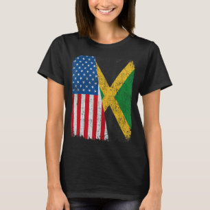 Jamaican American Flag Half USA Jamaica Root Proud T-Shirt