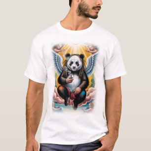 Jamaican Angel Panda resting on a Green T-Shirt