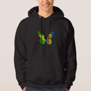 Jamaican Barbadian Flag Butterfly   Hoodie