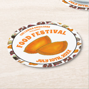 Jamaican Beef Patty Food Fest Caribbean Cuisine Round Paper Coaster