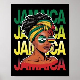 Jamaican Black Woman Melanin Girl Afro Hair Pride Poster