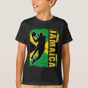 Jamaican Bysketbyll Player Jamaica Flag Bysketbyll T-Shirt