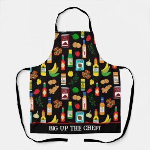 Jamaican Caribbean Food Patterned Chef Apron
