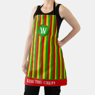 Jamaican Chef Rasta Stripes Kitchen Apron