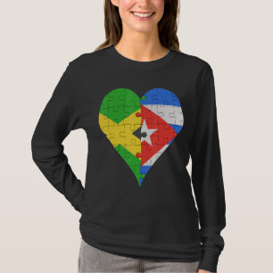 Jamaican Cuban Flag Heart T-Shirt