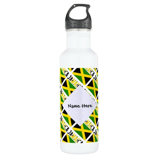 Jamaican Flag and Jamaica Tiled Personalized  710 Ml Water Bottle (Front)