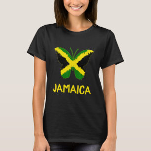 Jamaican Flag Butterfly Jamaica Independence Day P T-Shirt
