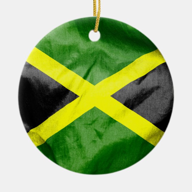 Jamaican Flag Ceramic Round Christmas Ornament (Front)