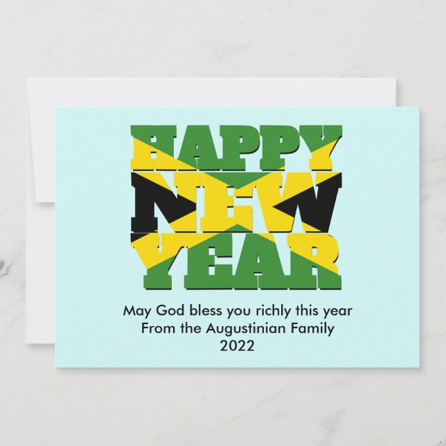 Jamaican Flag Christian HAPPY NEW YEAR Holiday Card (Front)