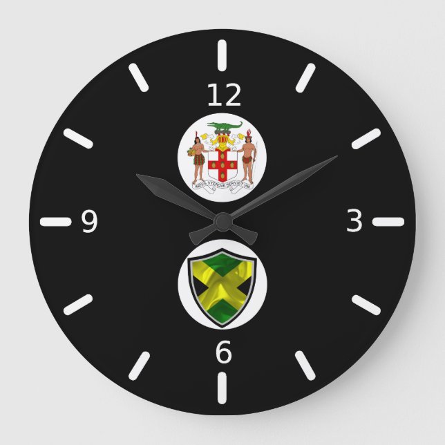 Jamaican flag-coat arms large clock (Front)