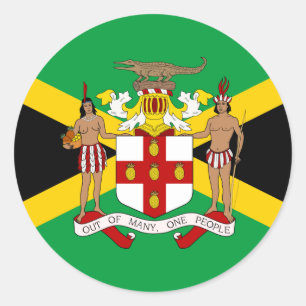 Jamaican Flag & Coat of Arms, Flag of Jamaica Classic Round Sticker