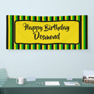 Jamaican Flag Coloured Happy Birthday Party Banner