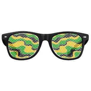 Jamaican Flag Coloured Wavy Lines Pattern Retro Sunglasses