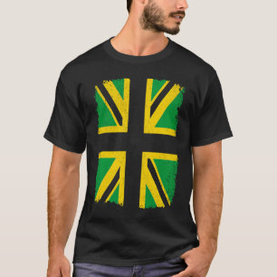 Jamaican flag colours on British Union Jack  Jamai T-Shirt