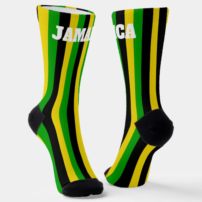 Jamaican Flag Colours Striped Socks (Angled)