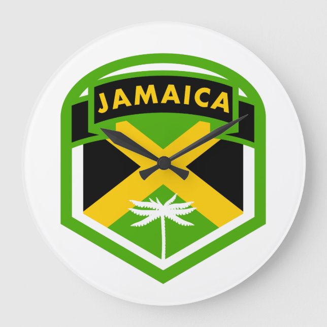 Jamaican Flag Crest Style Large Clock (Front)