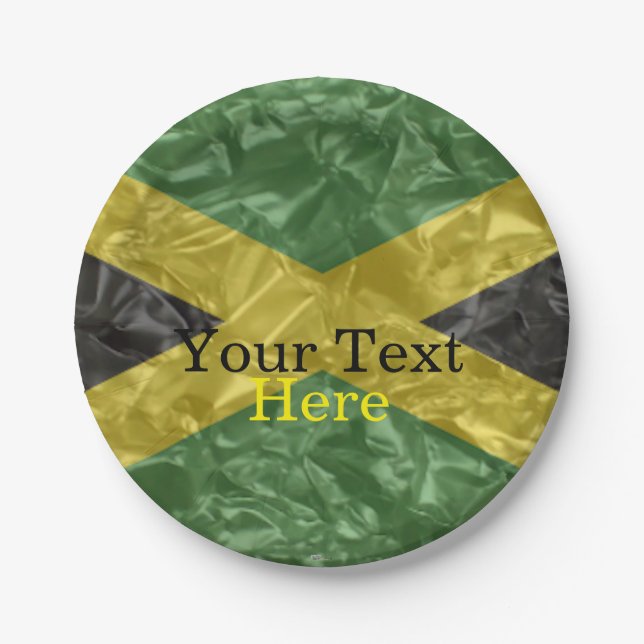 Jamaican Flag - Crinkled Paper Plate (Front)