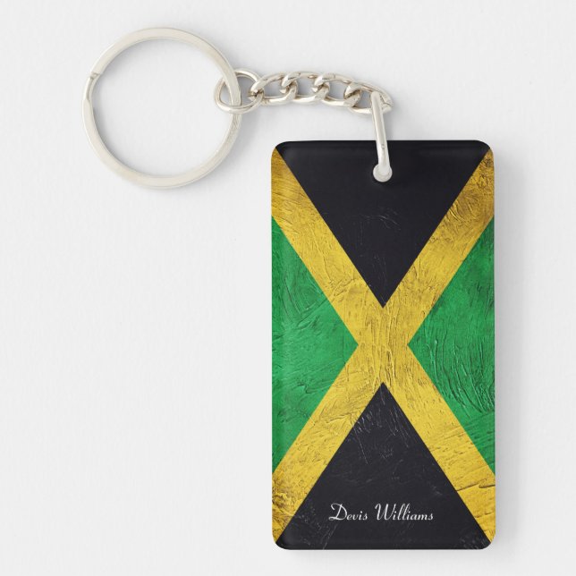 Jamaican Flag Custom name  Keychain (Front)
