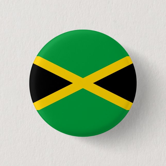 Jamaican Flag, Flag of Jamaica 1 Inch Round Button (Front)