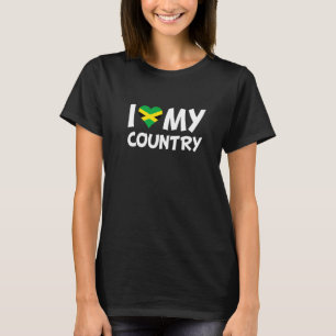 Jamaican Flag Heart I Love My Country Jamaica T-Shirt