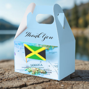 Jamaican Flag Island Jamaica Map Blue Thank You Favor Box