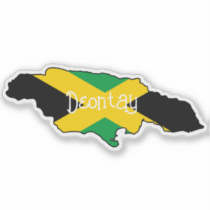 Jamaican Flag Island Shape Custom Name