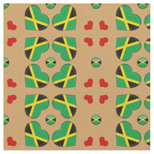 Jamaican Flag & Jamaica Hearts / fashion Fabric