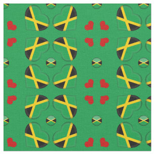 Jamaican Flag & Jamaica Hearts / fashion Fabric