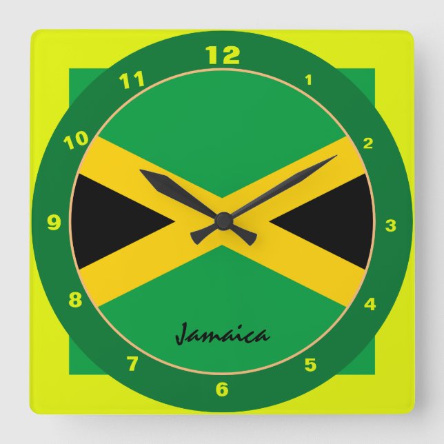 Jamaican Flag & Jamaica trendy fashion /design Square Wall Clock (Front)