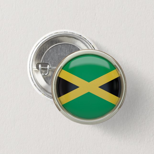 Jamaican Flag    Keychain 1 Inch Round Button (Front & Back)