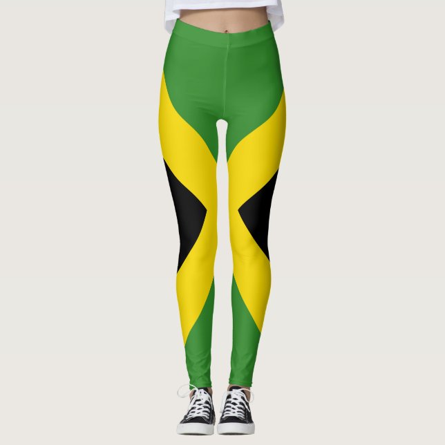 Jamaican flag lagging all over design leggings (Front)