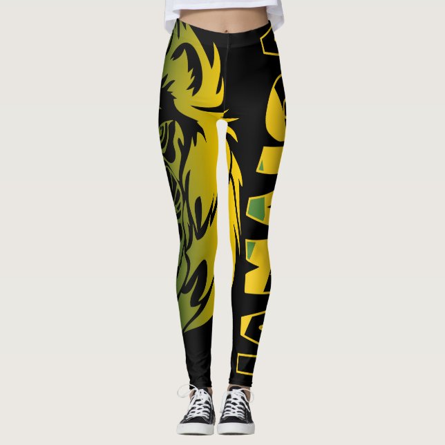 Jamaican Flag Leggings Lion of Judah (Front)