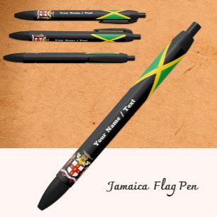 Jamaican Flag Pen, Jamaica / Personalized Black Ink Pen