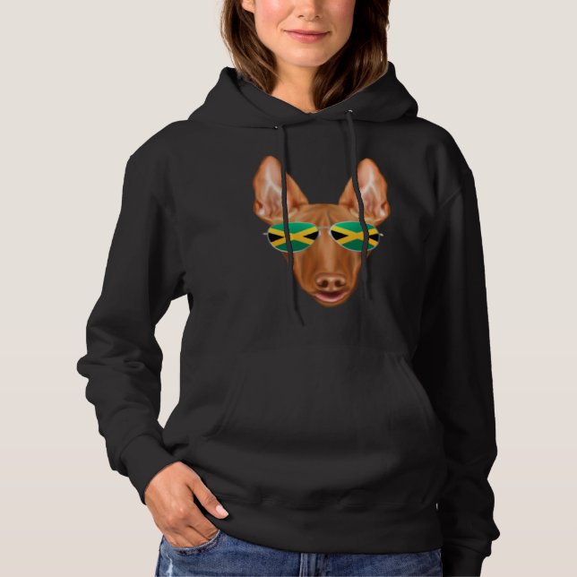 Jamaican Flag Pharaoh Hound Dog Jamaica Pocket Hoodie (Front)